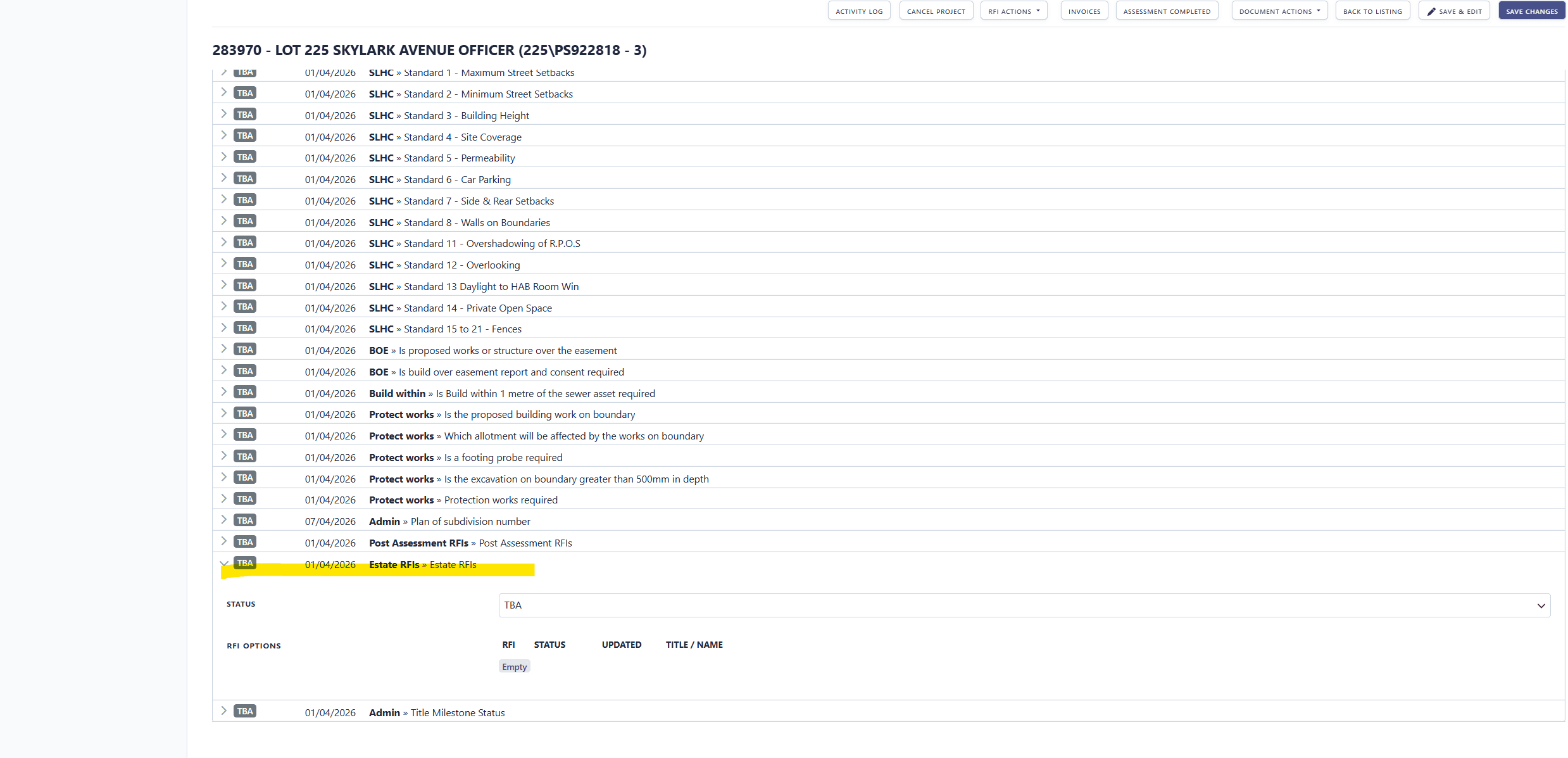 Estate RFI sync issue